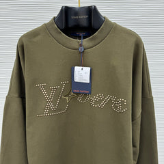 Rivet letter embroidered crew neck sweatshirt