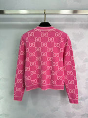 gg jacquard knitted crew neck cardigan