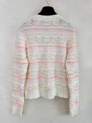 Pink wave pattern cardigan