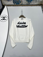 Handwritten lettering jacquard pullover long sleeves