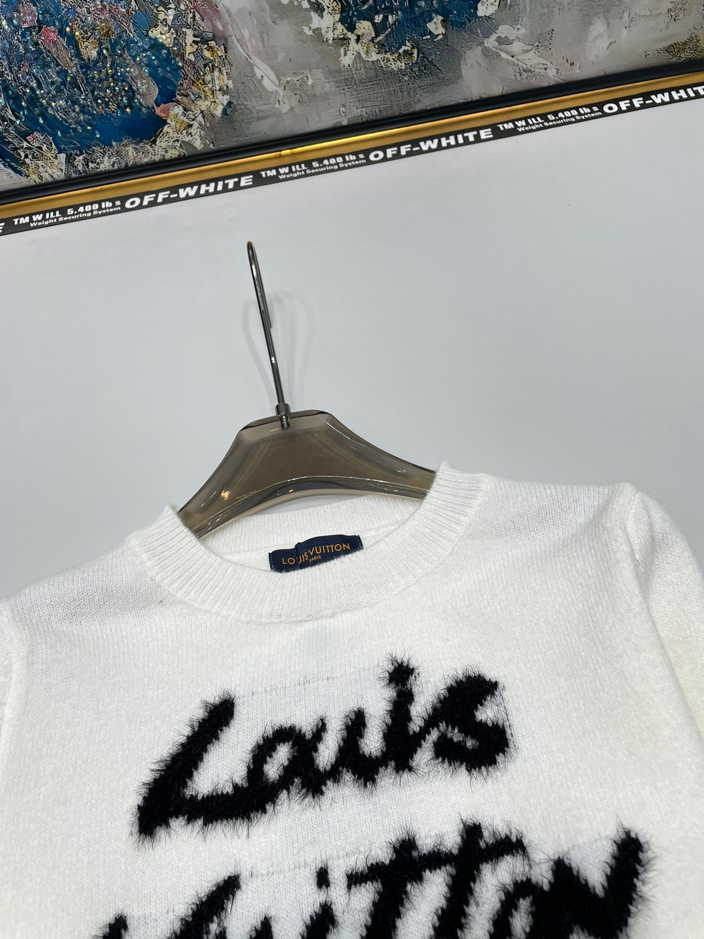 Handwritten lettering jacquard pullover long sleeves