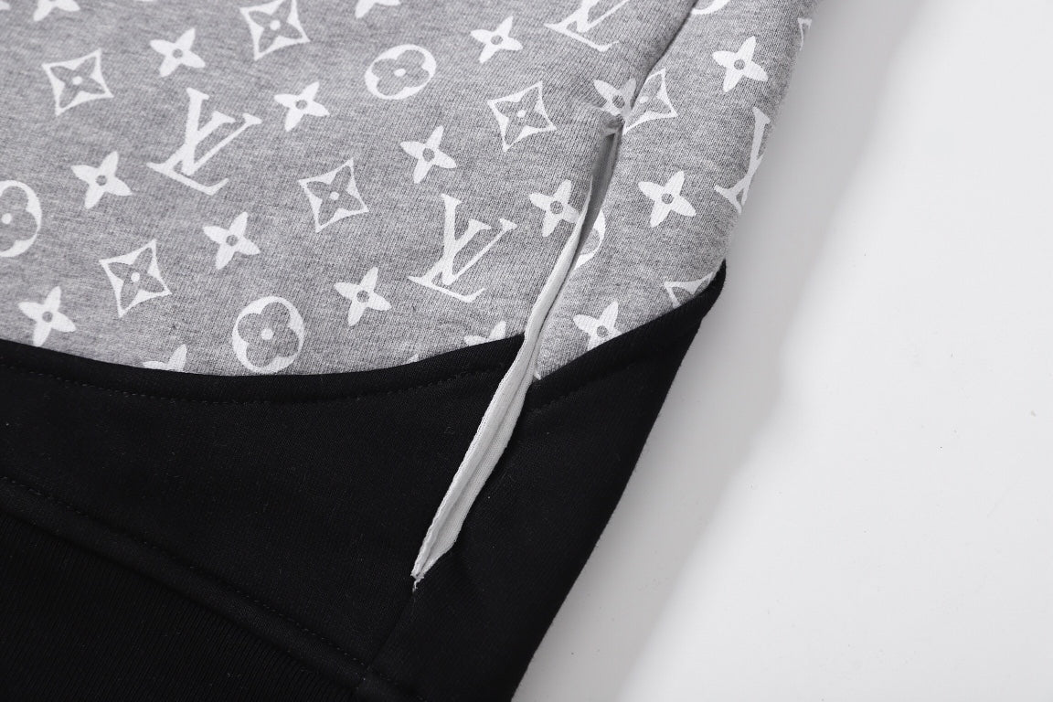 Presbyopic patchwork hooded sweatshirt