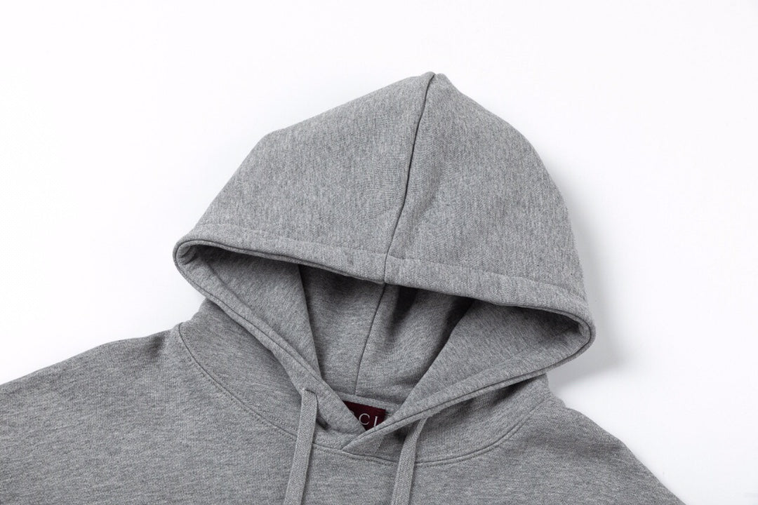 Gray belt printed hooded sweatshirt