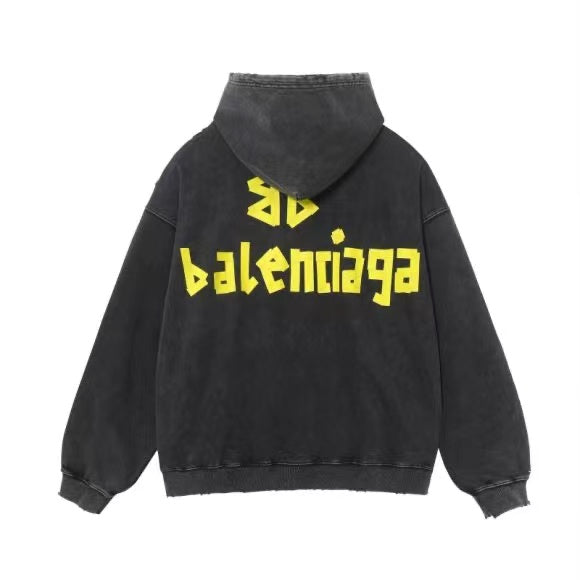 Masking tape letter print hooded sweatshirt