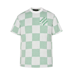 Green Checkerboard Jacquard Short Sleeve T-Shirt