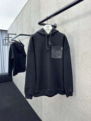 leather logo hoodie