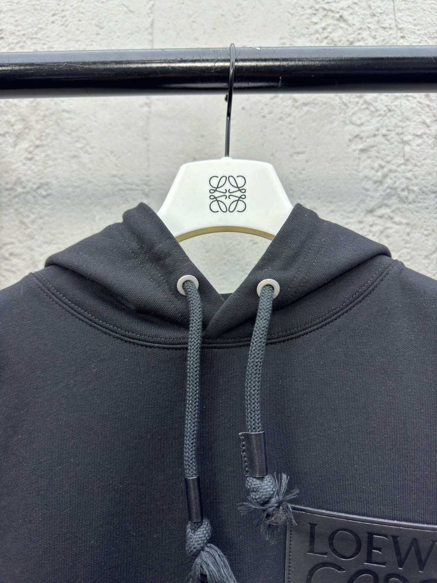 leather logo hoodie