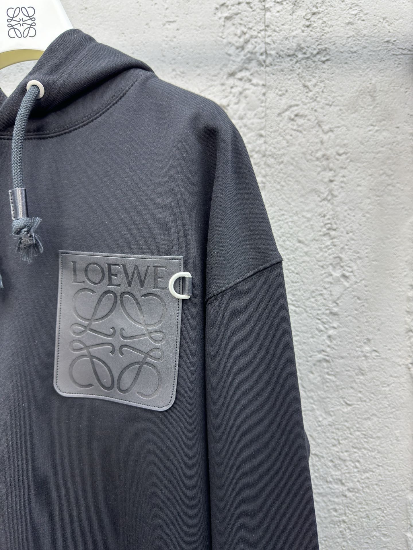 leather logo hoodie