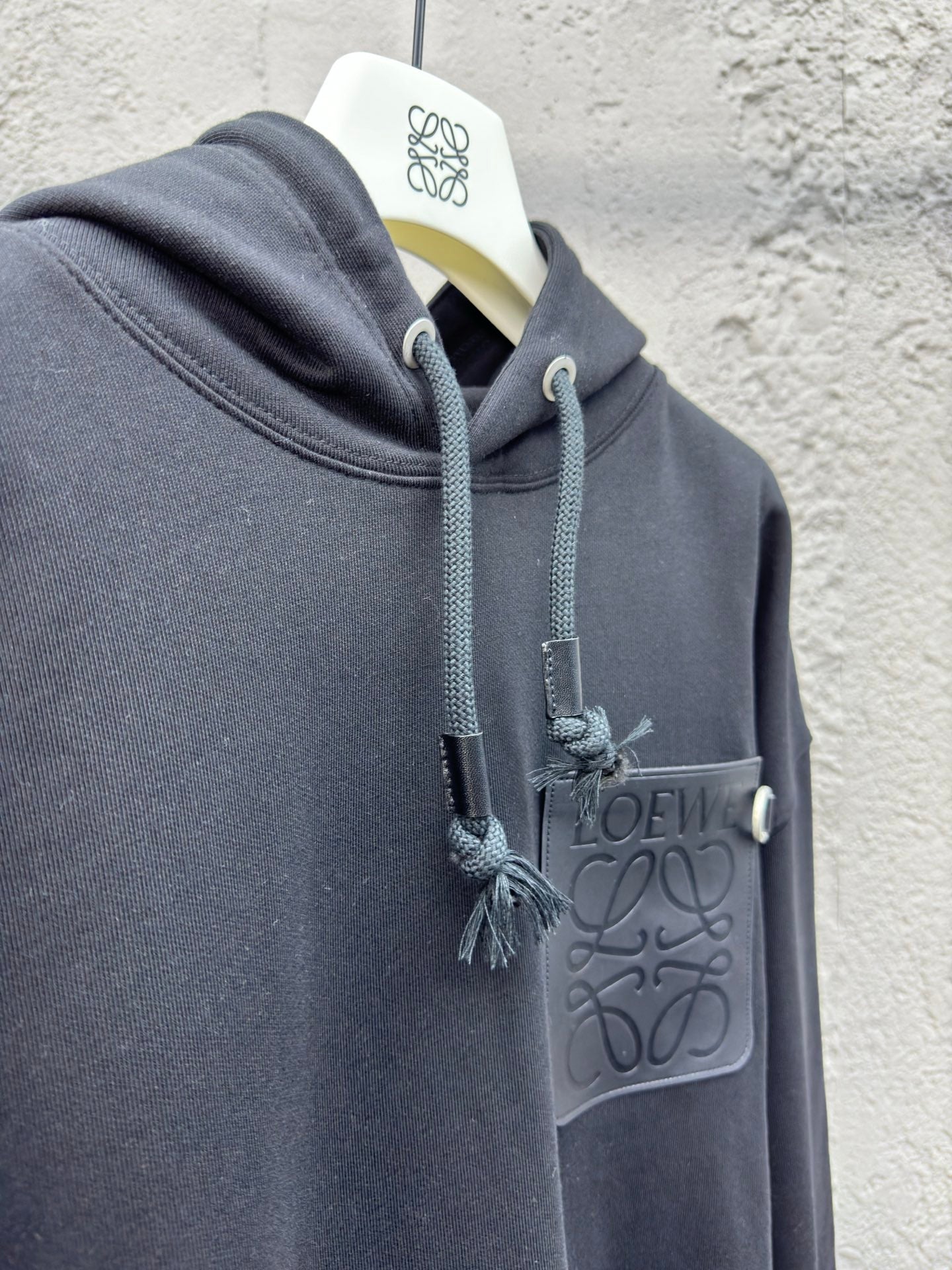 leather logo hoodie