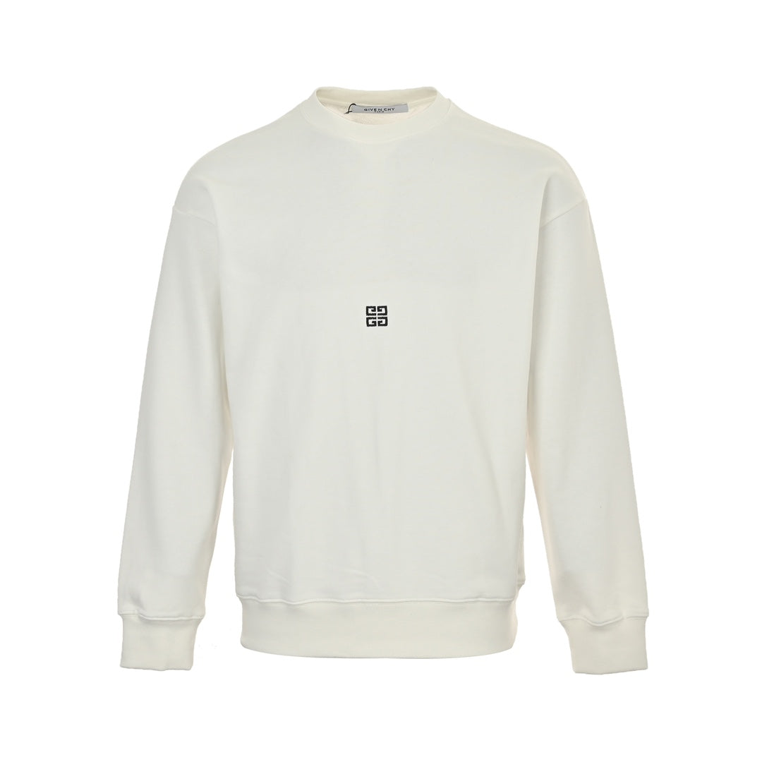 Round neck sweatshirt with embroidered letter logo on front and back