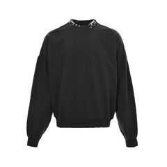 Piercing button crew neck sweatshirt