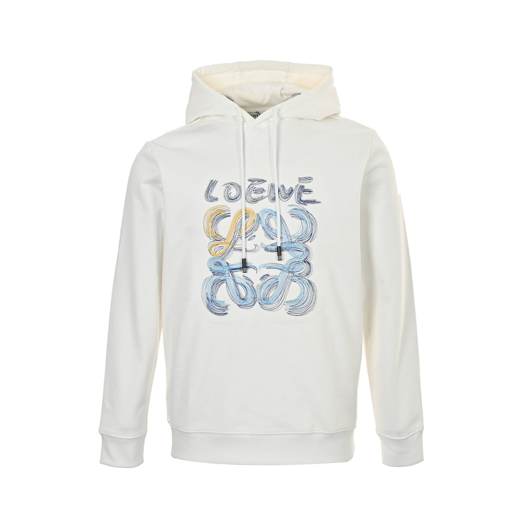 Line logo embroidered hooded sweatshirt