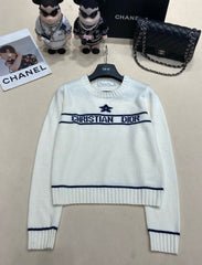 Classic contrast jacquard letter sweater