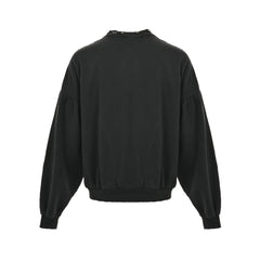 Piercing button crew neck sweatshirt