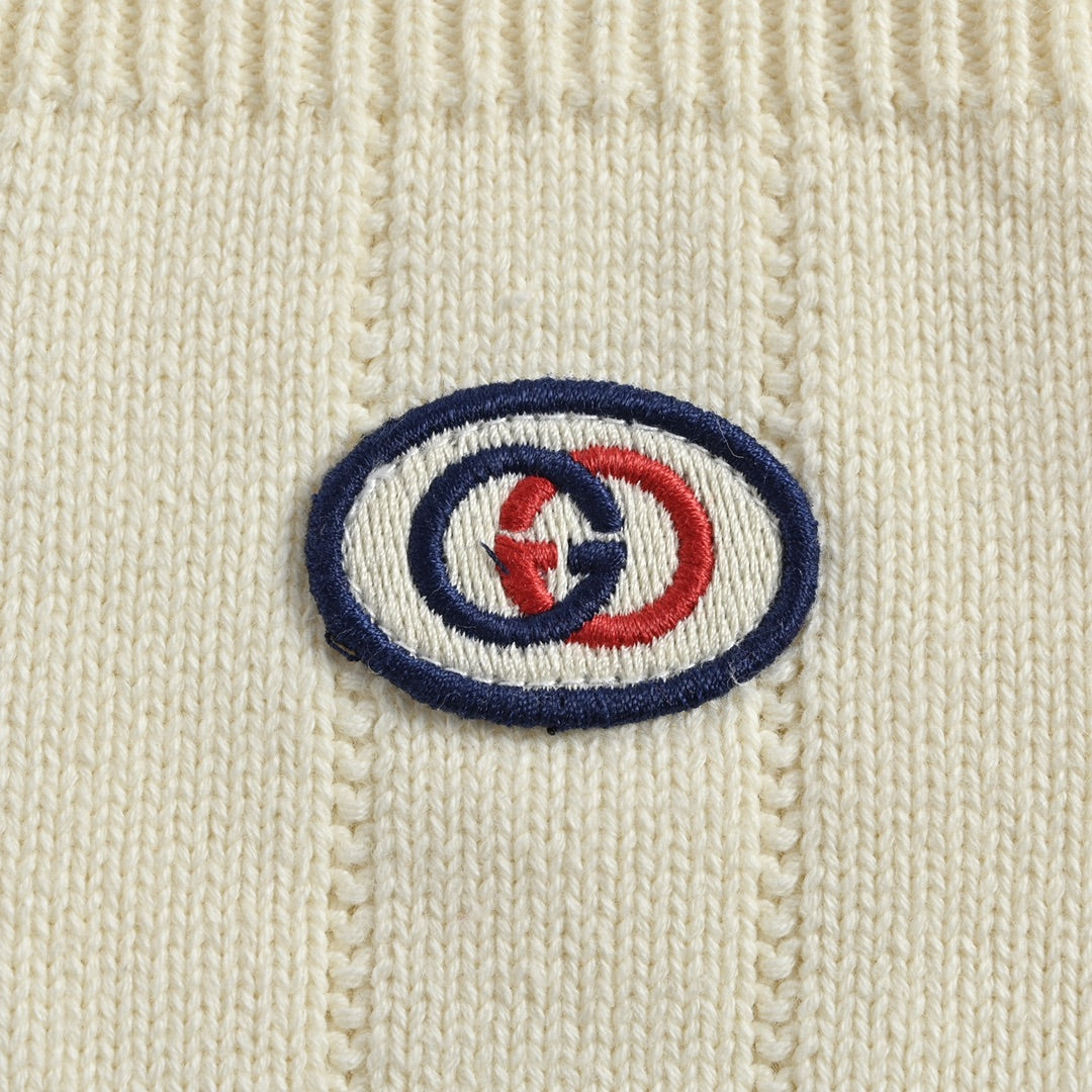 Double G knitted hollow cardigan sweater