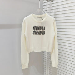 MM new hot diamond letter logo knitted long sleeve