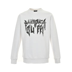 Joint style letter print crew neck sweatshirt