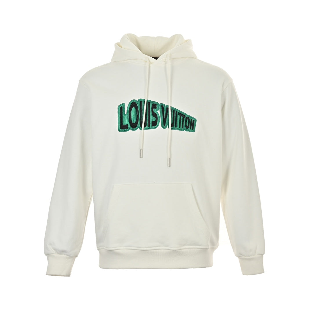 embroidered lettering hooded sweatshirt