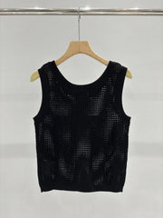 Open-knit embroidered vest