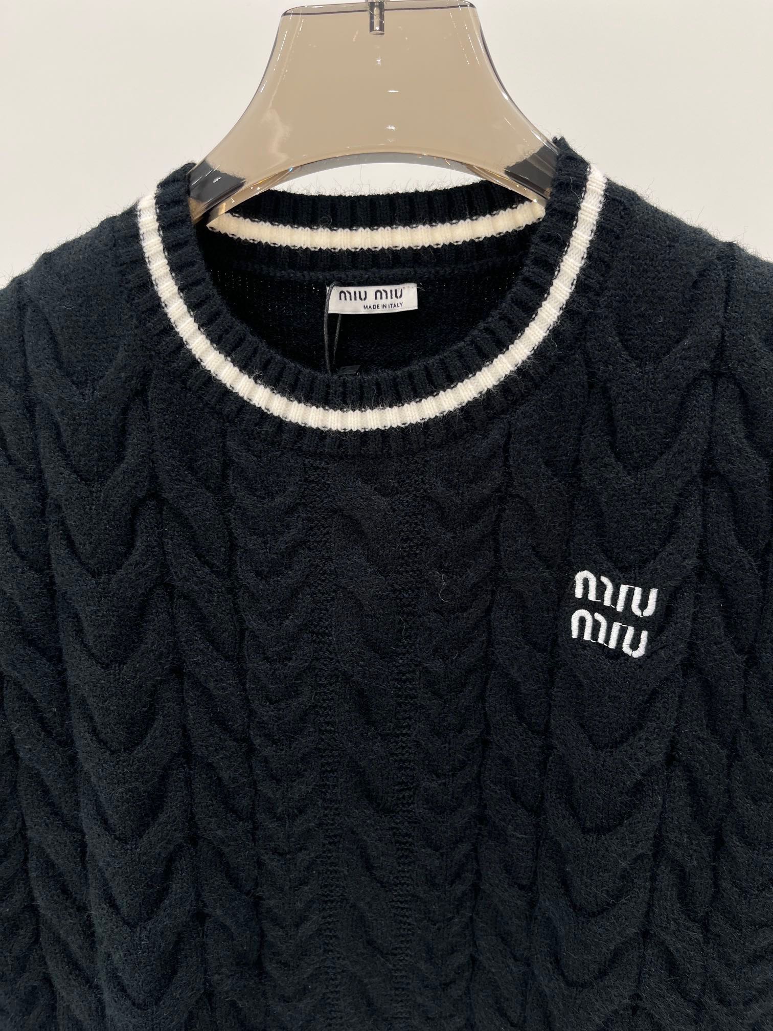 MM new color matching letter jacquard knitted long sleeve