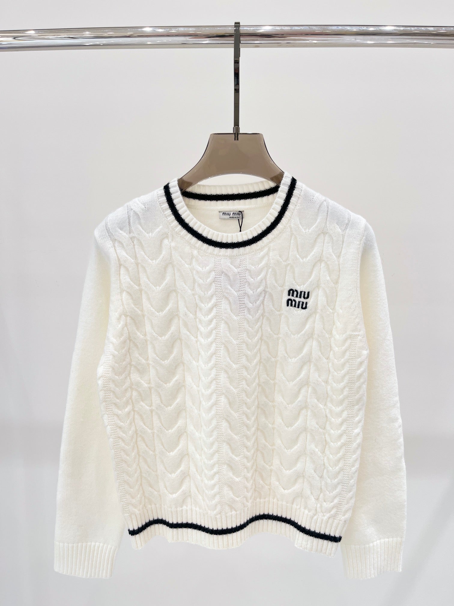 MM new color matching letter jacquard knitted long sleeve